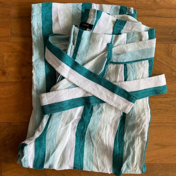 J. Crew Paper-bag linen pant in cabana stripe - Size 12 - Picture 2 of 7
